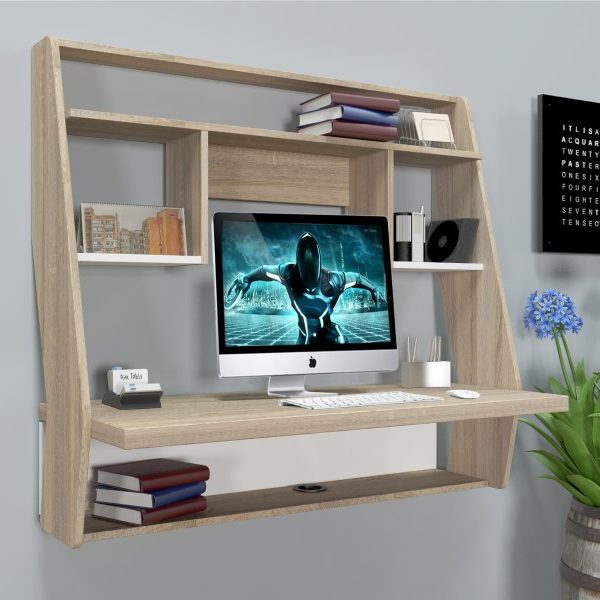 Навесной компьютерный стол ZEUS™ AirTable-III SW (сонома/белый)