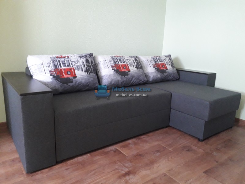 Угловой диван Бостон dk.Grey 14/подушки Трамвай Угловой диван Бостон dk.Grey 14/подушки Трамвай