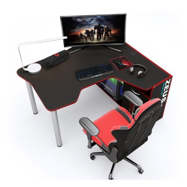 Геймерский стол ZEUS IGROK-TOR IT-3, черный/красный