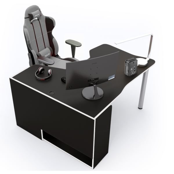 Геймерский стол ZEUS IGROK-TOR IT-5, черный/белый