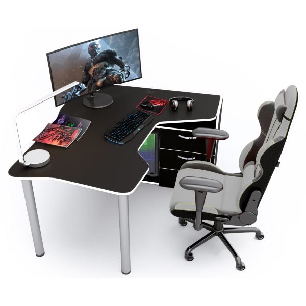 Геймерский стол ZEUS IGROK-TOR IT-5, черный/белый