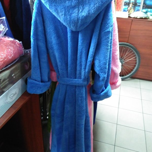 Женский халат синий L-XL (длинный с капюшоном)