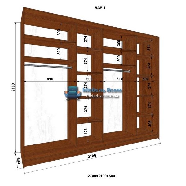 4-х дверный шкаф-купе MN 276-1 (270x60x210)