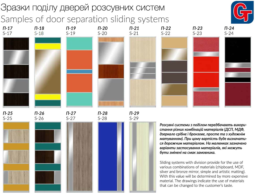 Варианты комбинированных фасадов Garant