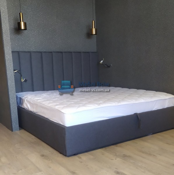Двухспальная мягкая кровать с подъёмным механизмом МК Лайн-2 160×200 Двухспальная мягкая кровать с подъёмным механизмом МК Лайн-2 160×200