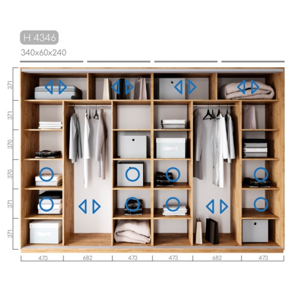 ООО Дом 4-х дверный шкаф-купе Новатор H-4346